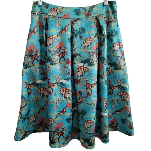 Dolly & Dotty Carolyn Box Pleated Skirt in Dinosaur Print US8 Rockabilly Pin-up - Picture 3 of 9